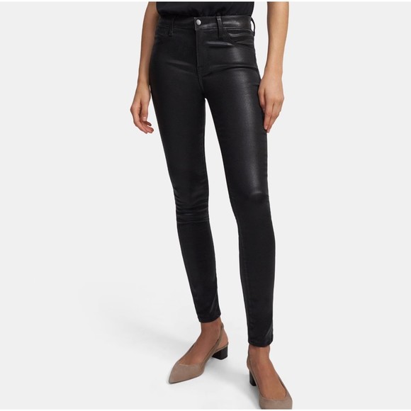 J Brand 31 NWOT Maria Black Coated Waxy Faux Leatherette Look Denim POSH51 - Picture 1 of 14